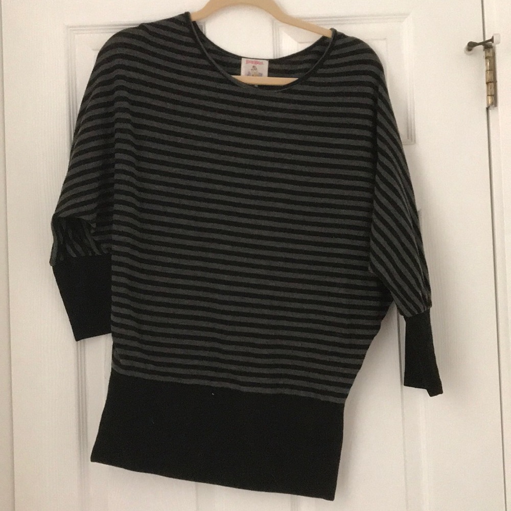 black and grey striped sweater